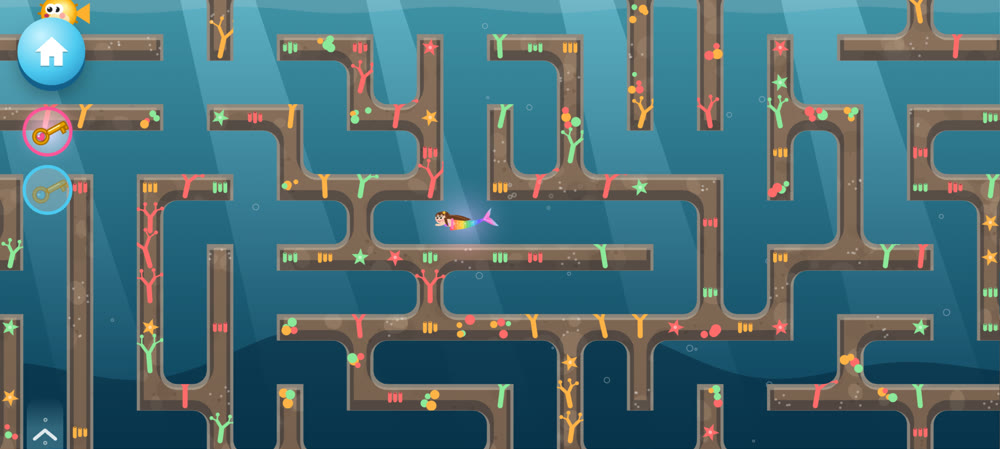 Coral Maze: a big coral maze with keys, gates and currents
